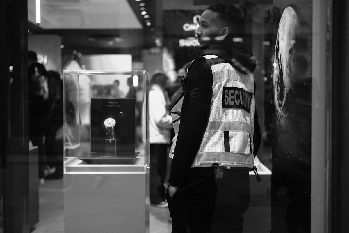 Security officer inside a shopping centre